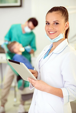 Dental professionals working